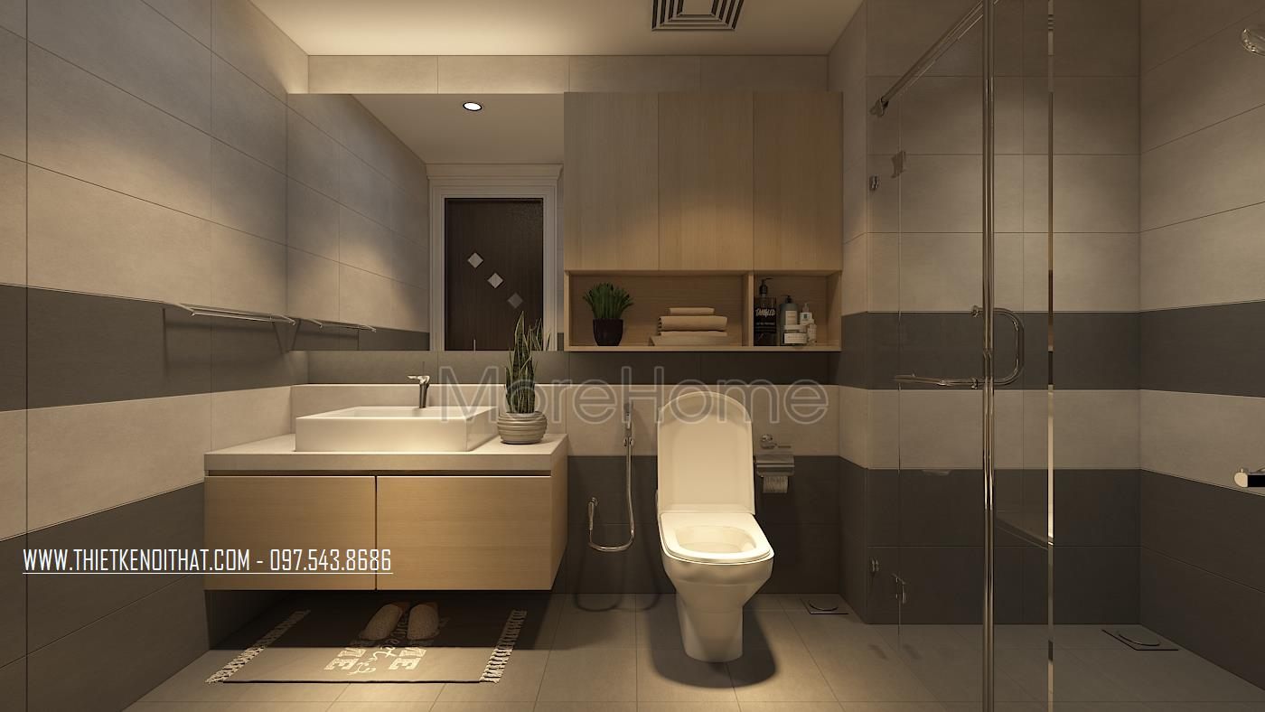 Thiết kế nội thất phòng tắm chung cư An Bình City